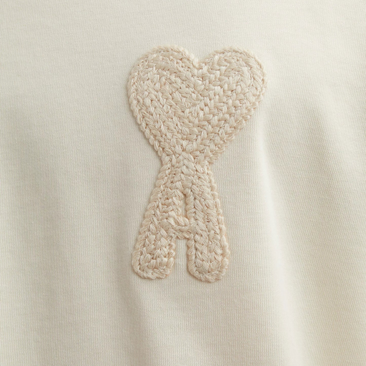 AMI PARIS - T-Shirt Beige Patch Ami de Coeur En Coton