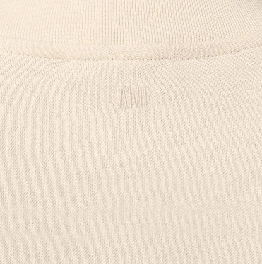 AMI PARIS - T-Shirt Beige Patch Ami de Coeur En Coton
